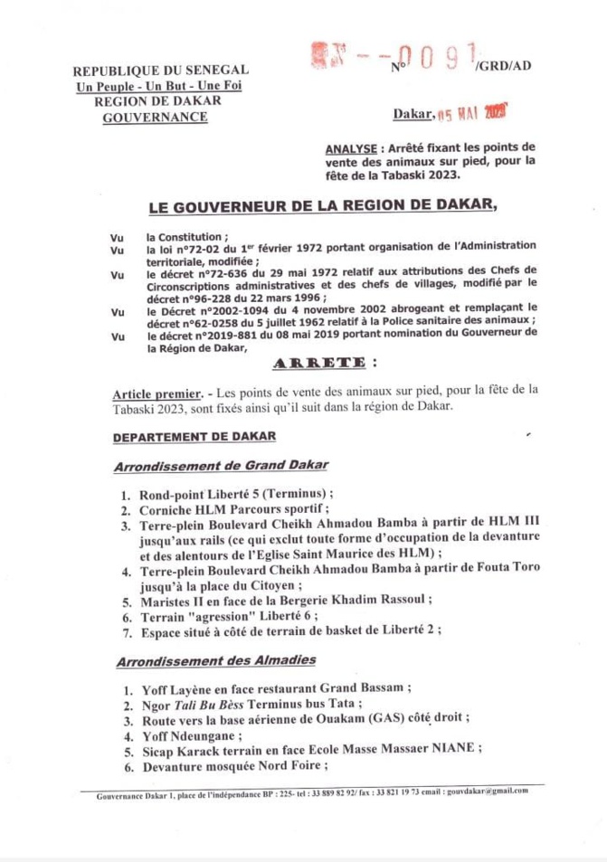 Tabaski 2023: Voici les différents points de vente d’animaux sur pied dans la région de Dakar