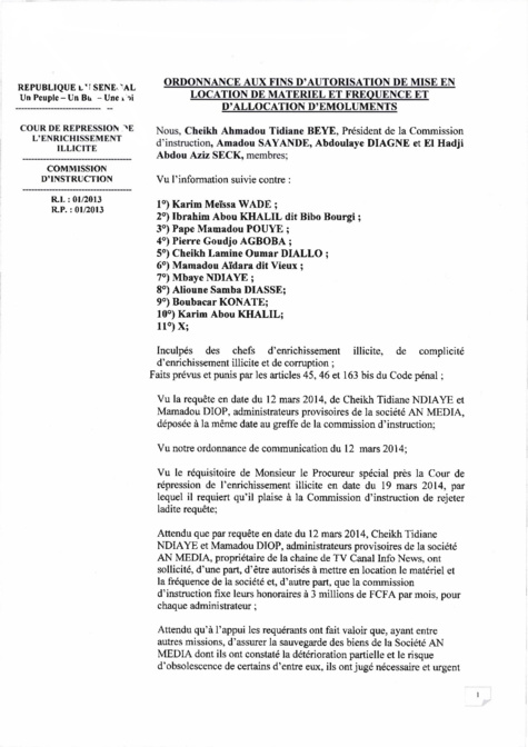 Documents - Affaire Karim Wade: Nommés administrateurs provisoires de AN Média, Cheikh Tidiane Ndiaye et Mamadou Diop réclamaient chacun 3 millions de salaire par mois