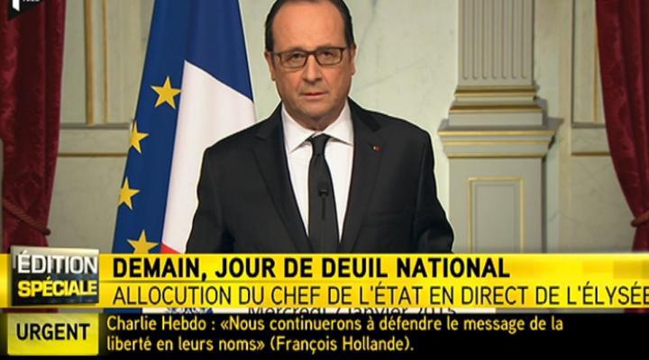 Attentat à Paris : François Hollande annonce une journée de deuil national jeudi 8 janvier 2015