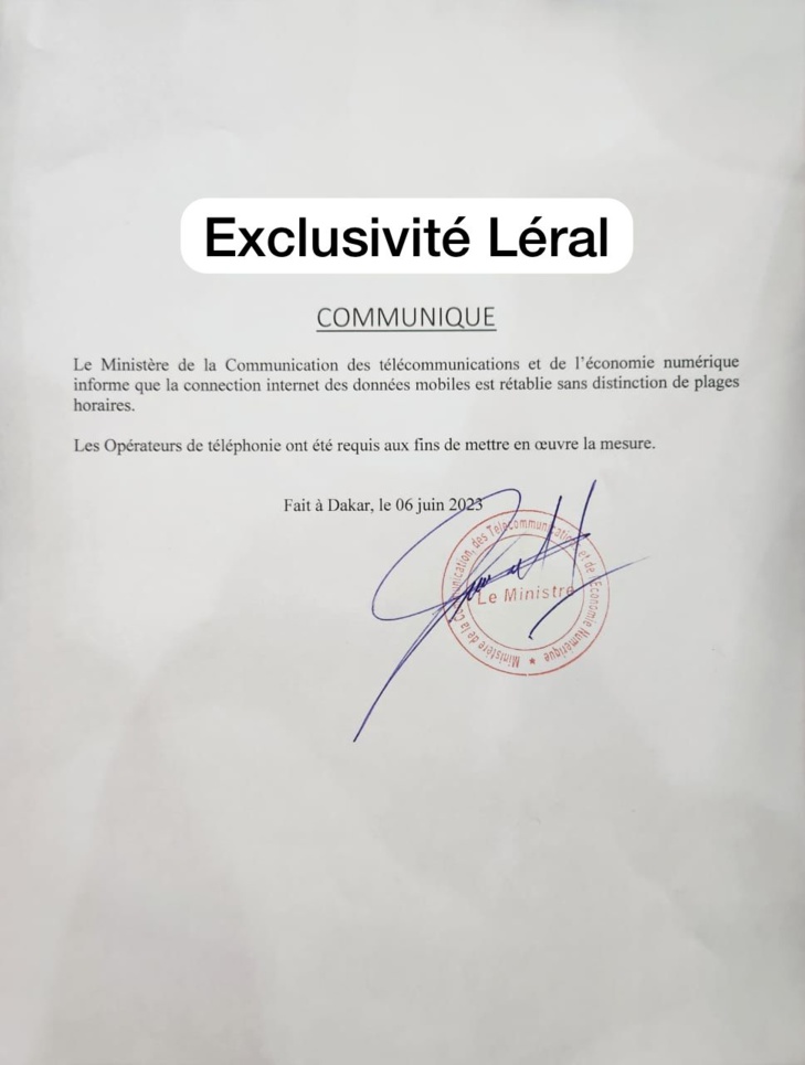 Exclusivité Leral : Les données mobiles rétablies et les opérateurs de réseaux requis
