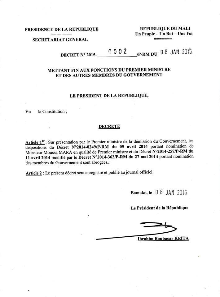 Mali-Primature : Mara tara, Modibo nana !