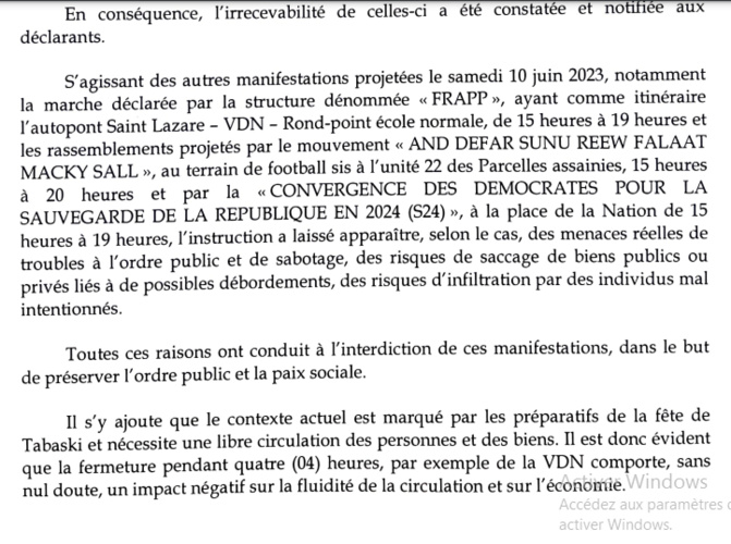 Manifestations sur la voie publique : « Y EN A MARRE » et le Groupe « WAL FADJRI » interdits de rassemblement, ce vendredi