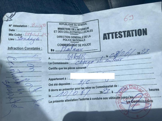 Le manque de quittances de contravention de la police de Dakar-Plateau, suscite des préoccupations