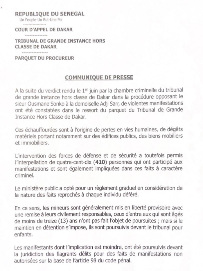 Manifestations : 410 personnes arrêtées, le procureur de la République annonce l'ouverture d'une information judiciaire