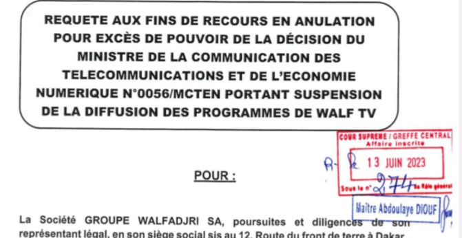 Suspension de son signal : Le Groupe Wal Fadjri traîne l’Etat du Sénégal en justice