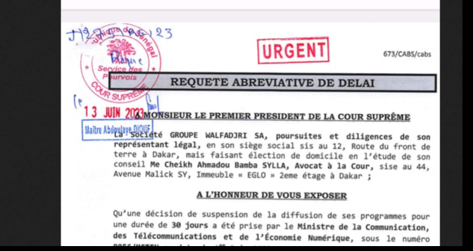 Suspension de son signal : Le Groupe Wal Fadjri traîne l’Etat du Sénégal en justice