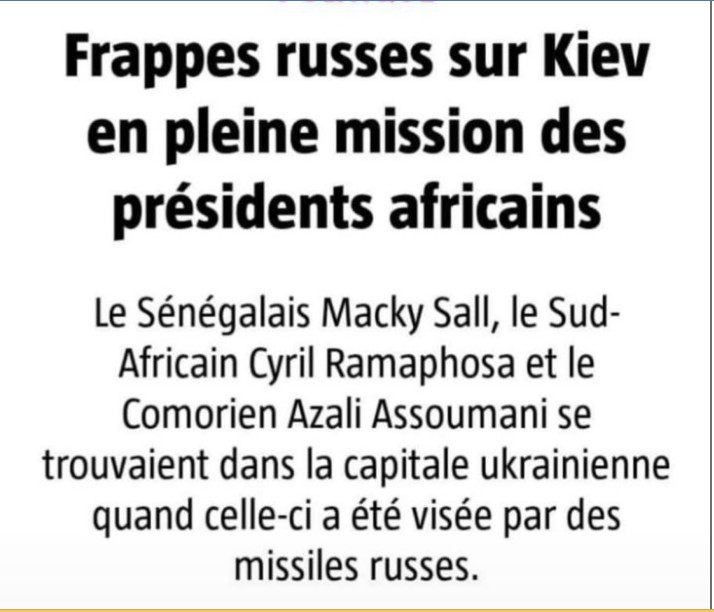 Frappes russes sur Kiev en pleine mission des présidents africains Frappes russes sur Kiev en pleine mission des présidents africains