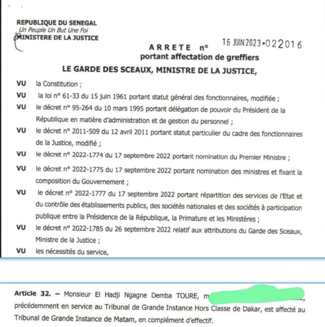 Me Ngagne Demba Touré affecté à Matam par le ministre de la Justice