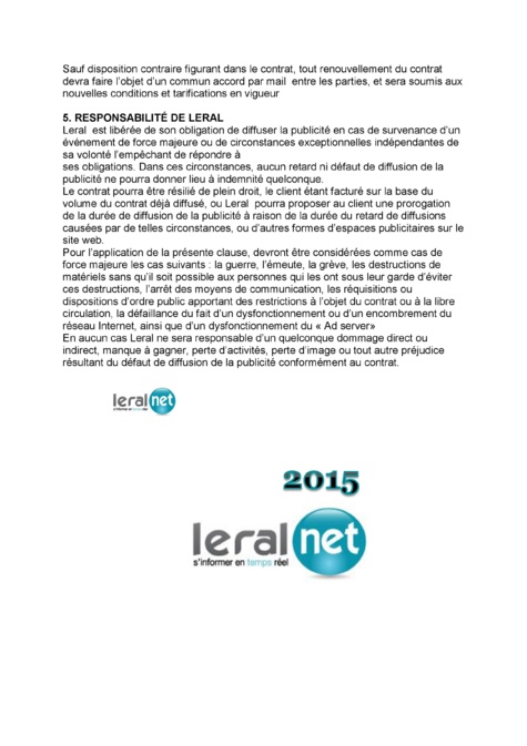 Télécharger la grille tarifaire de  www.leral.net 2015