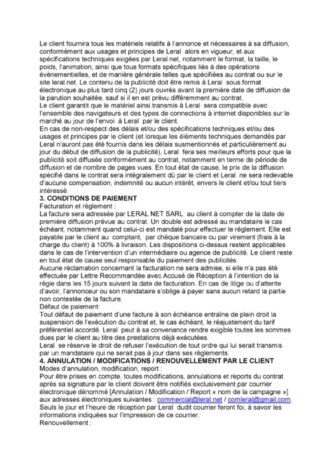Télécharger la grille tarifaire de  www.leral.net 2015