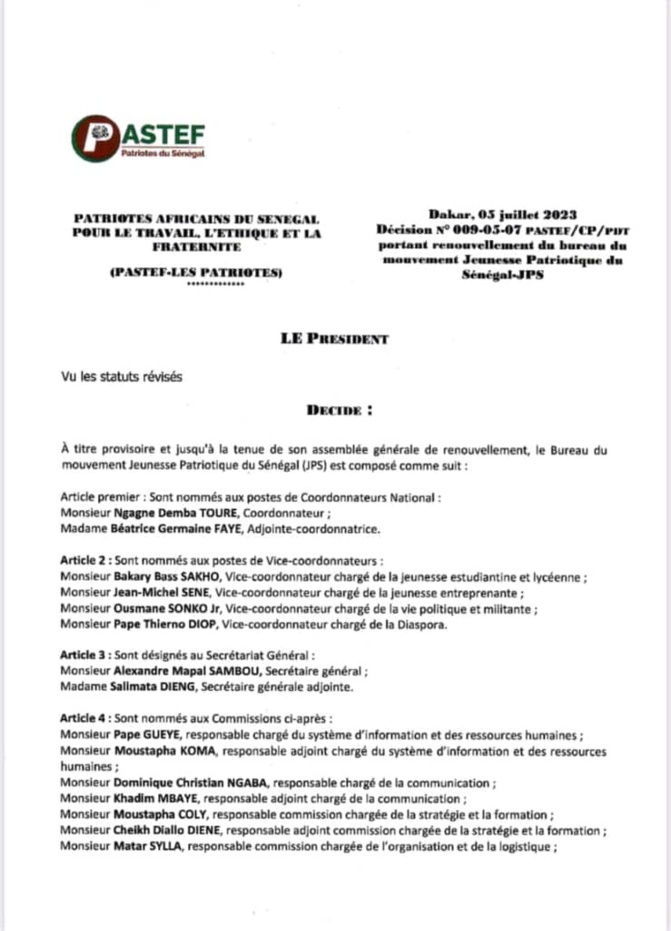 Pastef : Ousmane Sonko procède à plusieurs nominations