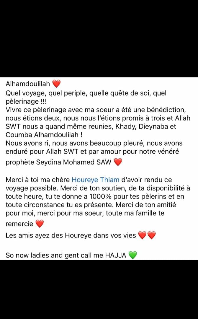 Hadj 2023 : Des pèlerins de Adja Hourèye Thiam, satisfaits de sa bonne organisation 