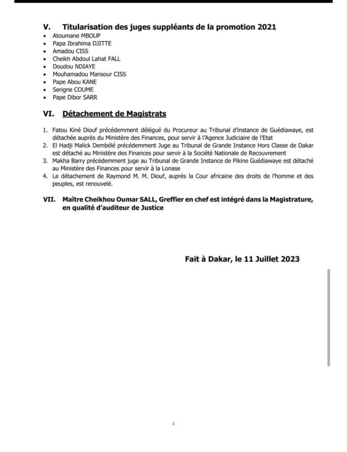L'intégralité des nominations du Conseil supérieur de la Magistrature (Document) L'intégralité des nominations du Conseil supérieur de la Magistrature (Document)