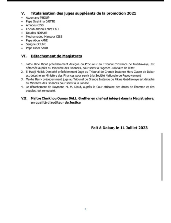  L'intégralité des nominations du Conseil supérieur de la Magistrature (Document)