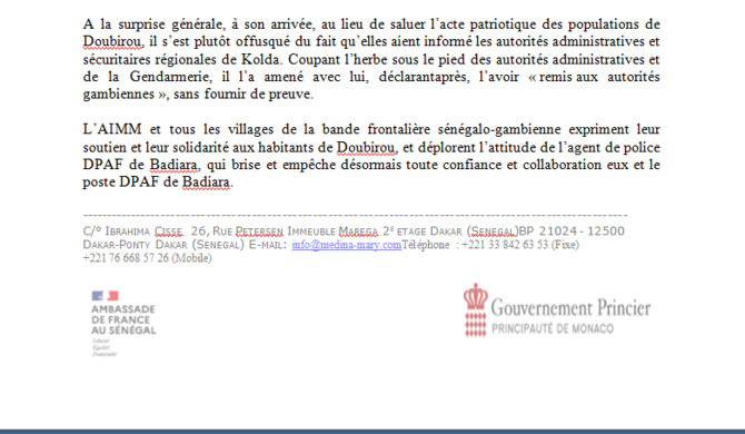 Doubirou / Deux policiers gambiens franchissent illégalement la frontière pour racketter des "jakartamen" (AIMM)