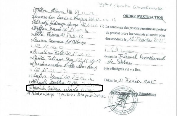 Voici l’ordre d’extraction de Karim Wade "déchiré" par le Palais
