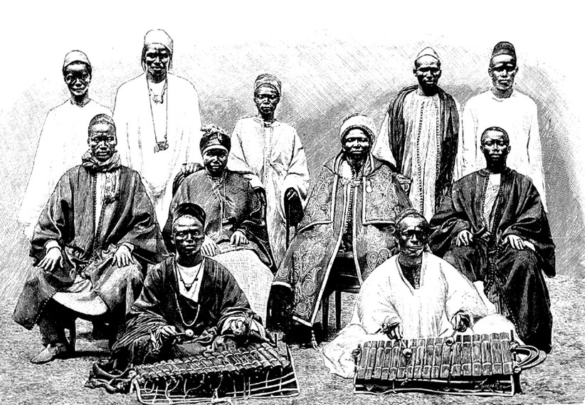 « Le roi africain Dinah Salifou, la reine et les personnages de leur suite » (1889)