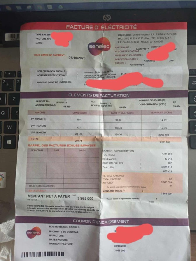Après des anomalies apparentes sur une facture d’un de ses clients : La Sénélec corrige l’erreur et présente ses plates excuses