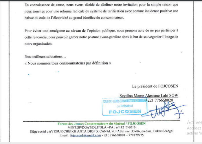 Appel des associations de consommateurs: Le forum des jeunes consommateurs refuse d'aller rejoindre la senelec, ce mardi Appel des associations de consommateurs: Le forum des jeunes consommateurs refuse d'aller rejoindre la senelec, ce mardi