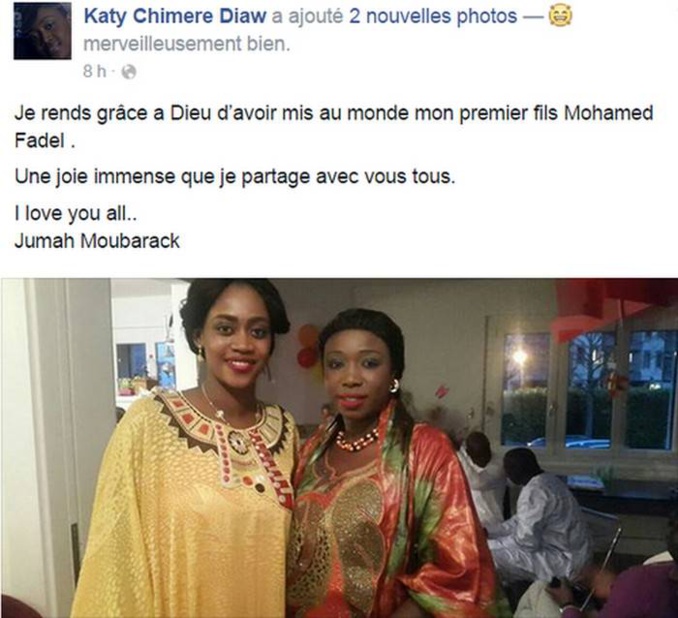 Katy Chimère Diaw : “Je rends grâce à Dieu d’avoir mis au monde mon premier fils Mohamed Fadel”