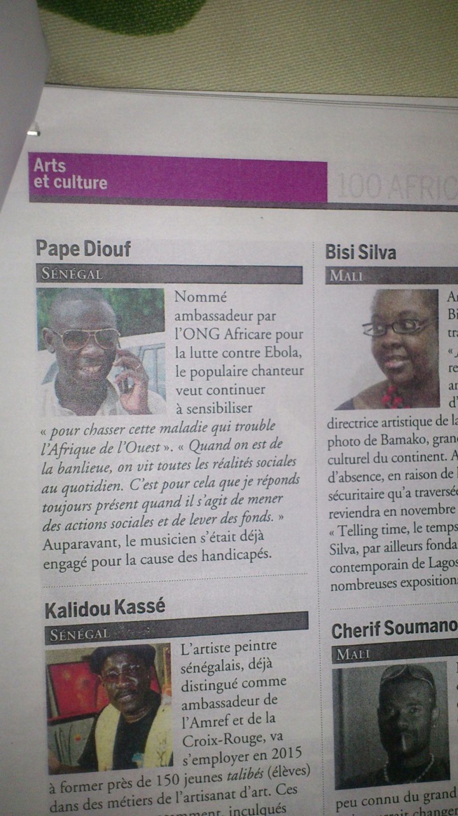Le chanteur Pape Diouf désigné parmi les 100 Africains les plus influents 