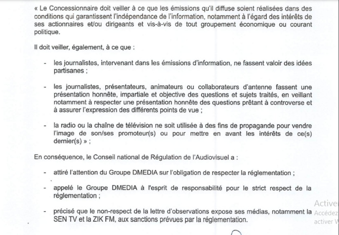Groupe DMEDIA: Le CNRA adresse des observations et instruit à mettre un terme à la propagande en faveur de...