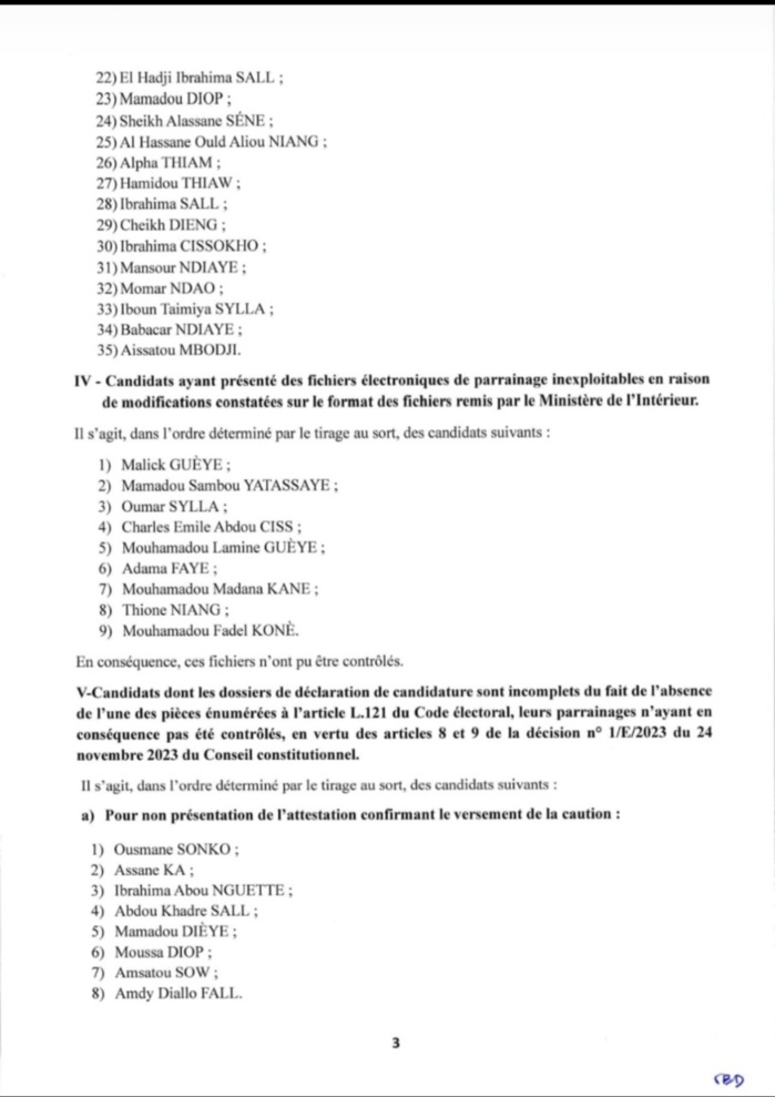 Conseil constitutionnel: Les résultats de la première phase du contrôle des dossiers de parrainage, publiés