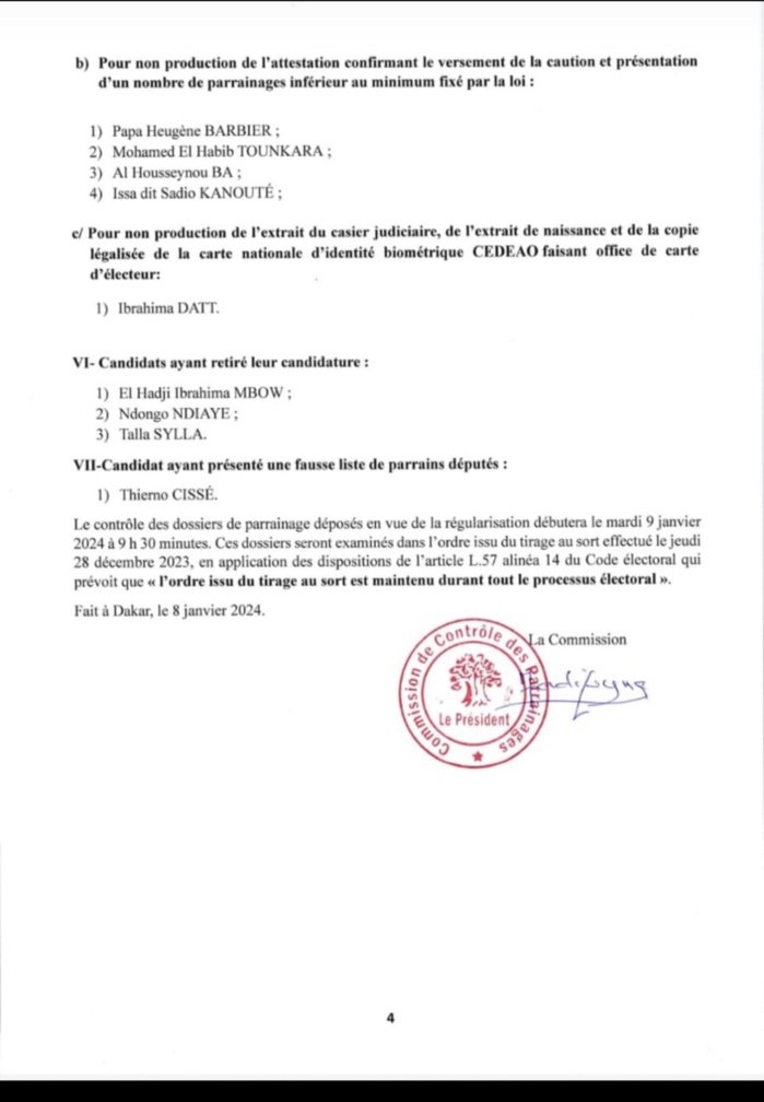 Conseil constitutionnel: Les résultats de la première phase du contrôle des dossiers de parrainage, publiés