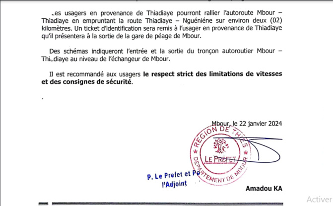 Pour une période de deux mois: Le troncon Mbour-Kaolack sera ouvert de facon provisoire et gratuite
