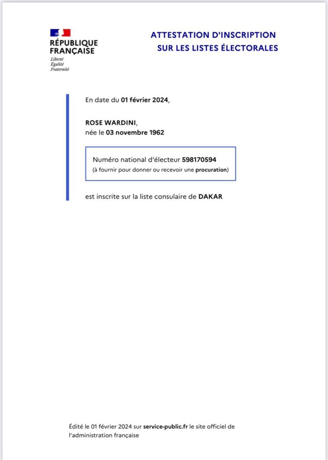 Double nationalité: Rose Wardini, candidate à l'élection présidentielle, inscrite sur le fichier électoral français Double nationalité: Rose Wardini, candidate à l'élection présidentielle, inscrite sur le fichier électoral français