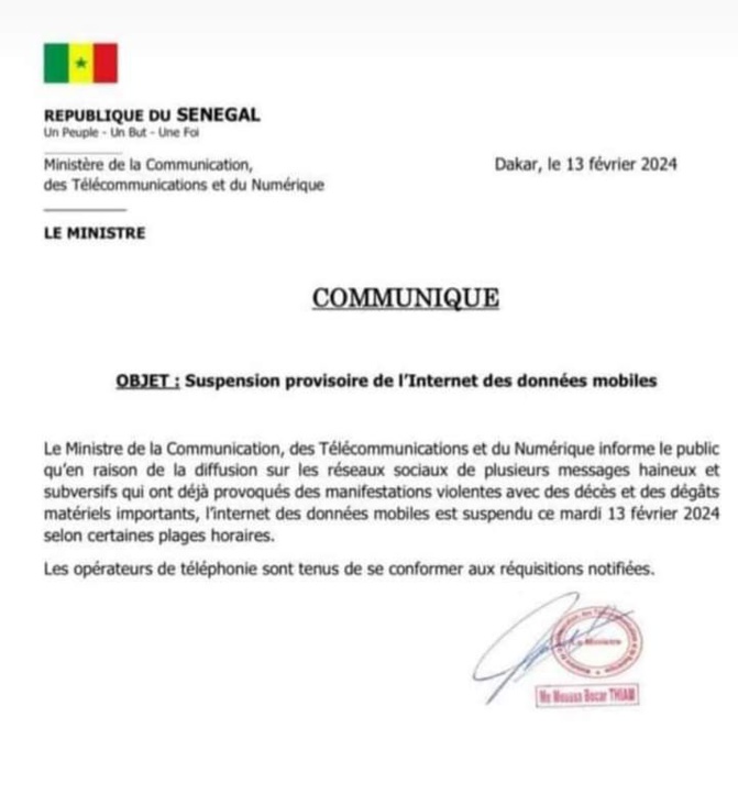 L'Internet des données mobiles encore suspendu L'Internet des données mobiles encore suspendu