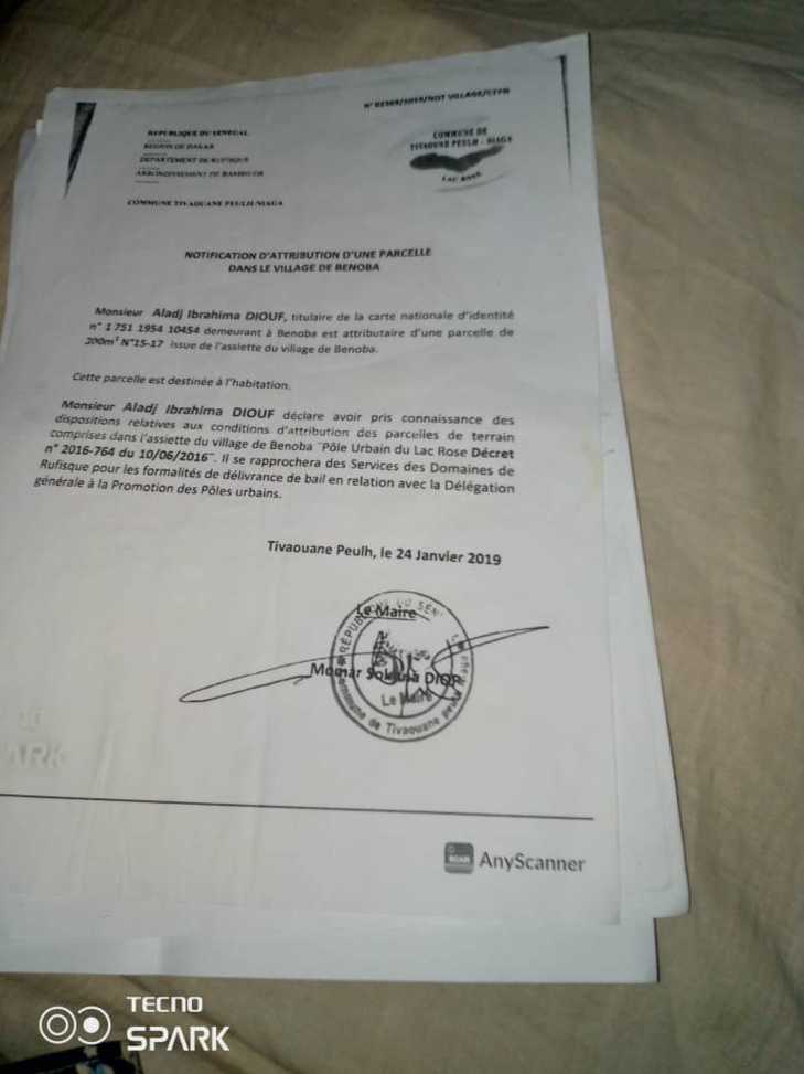 Escroquerie foncière sur deux terrains de 300 m² du Lac Rose : Momar Sokhna Diop, Maire de Tivaouane Peulh Niague, refuserait de répondre à une sommation interpelative sur sa délibération