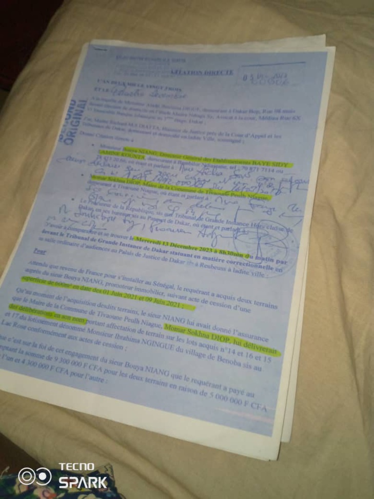 Escroquerie foncière sur deux terrains de 300 m² du Lac Rose : Momar Sokhna Diop, Maire de Tivaouane Peulh Niague, refuserait de répondre à une sommation interpelative sur sa délibération