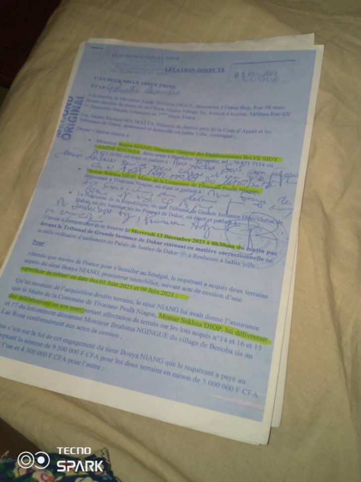 Escroquerie foncière sur deux terrains de 300 m² du Lac Rose : Momar Sokhna Diop, Maire de Tivaouane Peulh Niague, refuserait de répondre à une sommation interpelative sur sa délibération Escroquerie foncière sur deux terrains de 300 m² du Lac Rose : Momar Sokhna Diop, Maire de Tivaouane Peulh Niague, refuserait de répondre à une sommation interpelative sur sa délibération