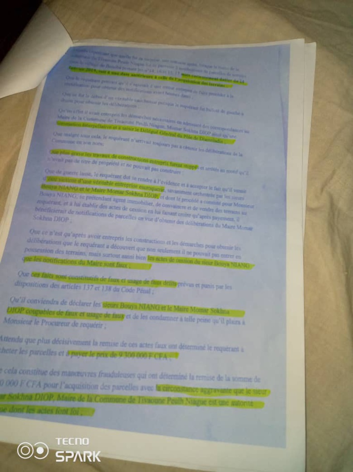 Escroquerie foncière sur deux terrains de 300 m² du Lac Rose : Momar Sokhna Diop, Maire de Tivaouane Peulh Niague, refuserait de répondre à une sommation interpelative sur sa délibération Escroquerie foncière sur deux terrains de 300 m² du Lac Rose : Momar Sokhna Diop, Maire de Tivaouane Peulh Niague, refuserait de répondre à une sommation interpelative sur sa délibération