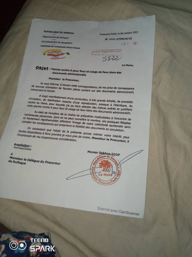 Escroquerie foncière sur deux terrains de 300 m² du Lac Rose : Momar Sokhna Diop, Maire de Tivaouane Peulh Niague, refuserait de répondre à une sommation interpelative sur sa délibération Escroquerie foncière sur deux terrains de 300 m² du Lac Rose : Momar Sokhna Diop, Maire de Tivaouane Peulh Niague, refuserait de répondre à une sommation interpelative sur sa délibération