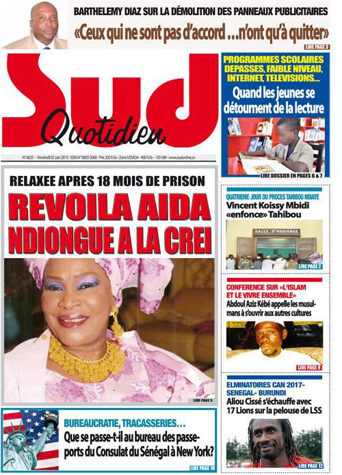 LA UNE DE CE VENDREDI