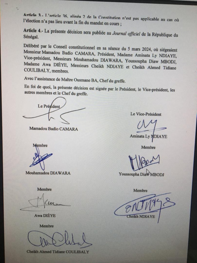 Urgent: Le Conseil constitutionnel rejette toutes les propositions du Dialogue nationale et acté la participation à l’élection présidentielle, des 19 candidats retenus