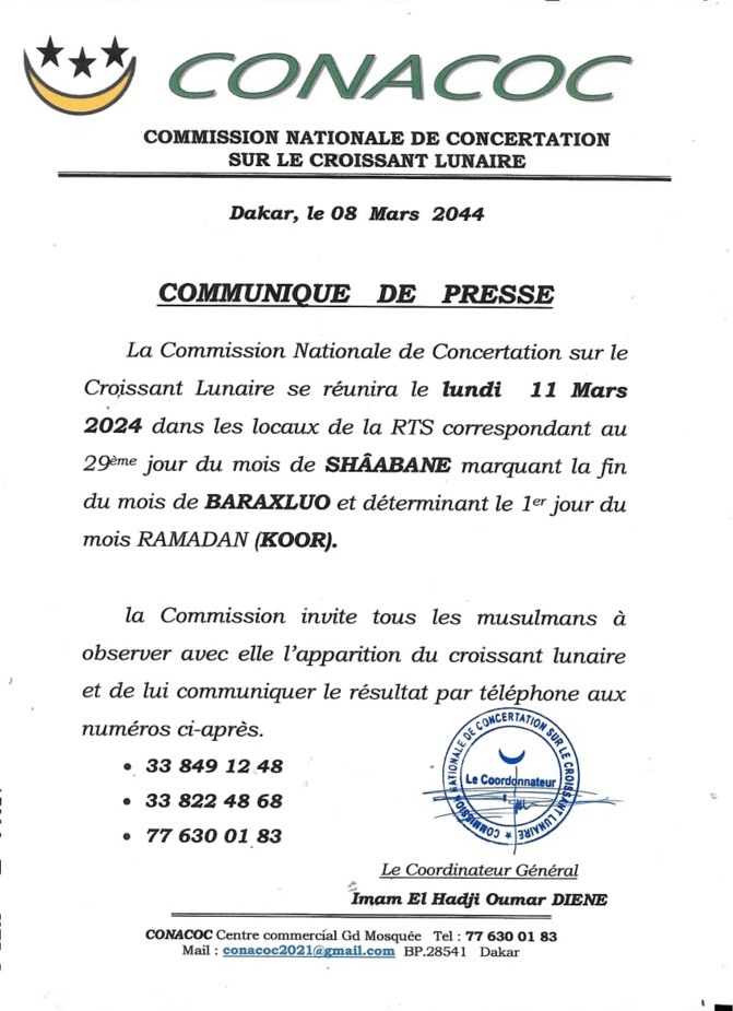 Ramadan 2024 : La Commission nationale de concertation sur le croissant lunaire, se réunit, ce lundi 11 mars