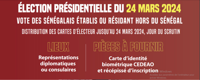 Présidentielle du 24 mars 2024 : Vote des Sénégalais établis ou résidant à l’étranger