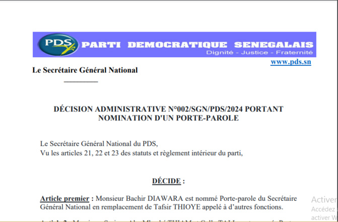 Nominations : Le Parti démocratique sénégalais (Pds) nomme de nouveaux porte-parole