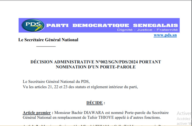 Nomination: Le parti démocratique sénégalais (Pds) nomme de nouveaux porte-paroles