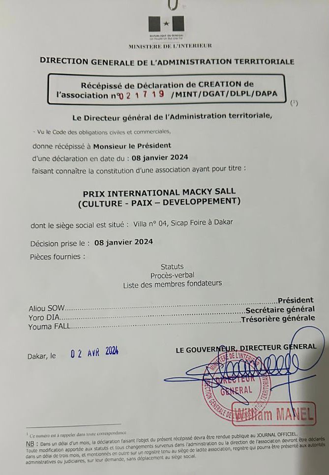 Le Prix international Macky Sall pour la culture, la paix et le développement, créé