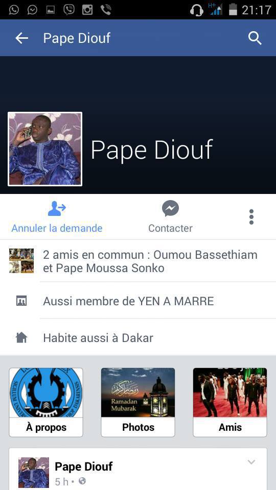 Alerte sur facebook: Le compte du chanteur Pape Diouf utilisé par des tiers malintentionnés pour demander du "sukarou koor"