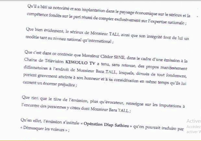 Diffamation: Bara Tall sert une citation directe au Directeur de publication de Kewoulo, Babacar Touré et à Clédor Sène