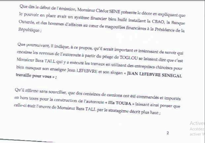 Diffamation: Bara Tall sert une citation directe au Directeur de publication de Kewoulo, Babacar Touré et à Clédor Sène Diffamation: Bara Tall sert une citation directe au Directeur de publication de Kewoulo, Babacar Touré et à Clédor Sène
