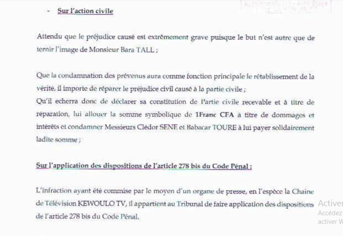 Diffamation: Bara Tall sert une citation directe au Directeur de publication de Kewoulo, Babacar Touré et à Clédor Sène Diffamation: Bara Tall sert une citation directe au Directeur de publication de Kewoulo, Babacar Touré et à Clédor Sène