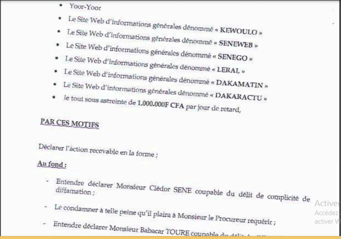 Diffamation: Bara Tall sert une citation directe au Directeur de publication de Kewoulo, Babacar Touré et à Clédor Sène