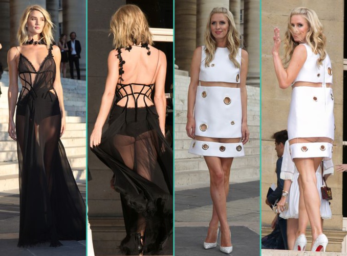 Rosie Hunting­ton hyper sexy, Nicky Hilton en montre trop au défilé Versace