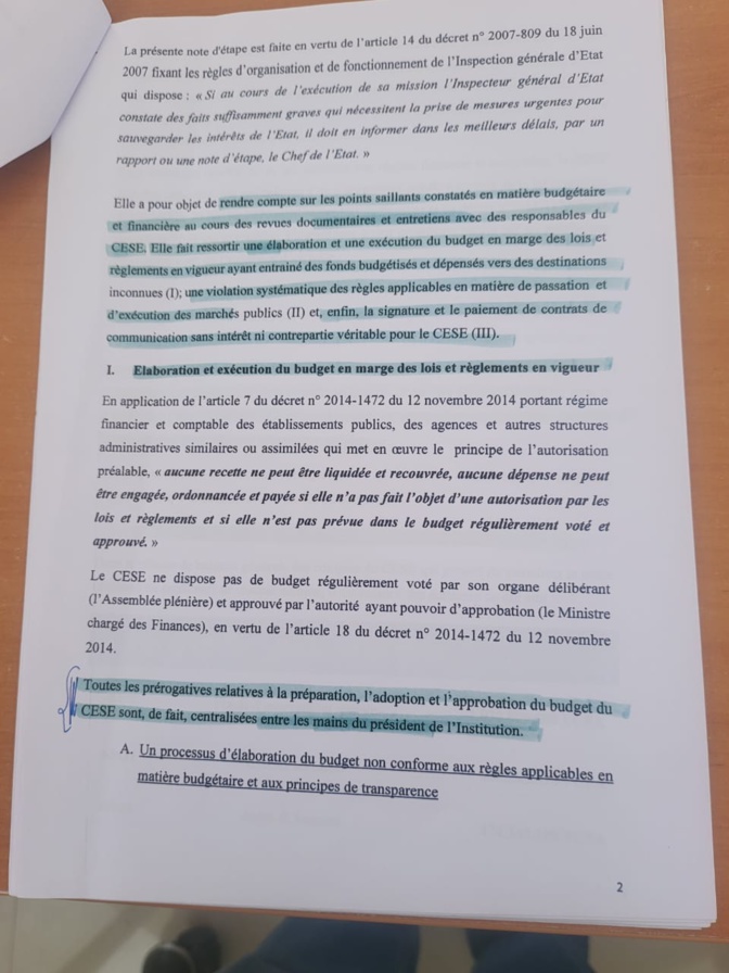 Les cafards de Mimi à la tête du CESE : " La somme 2.136. 548.819 francs à été budgétisée et dépensée vers des destinations inconnues"